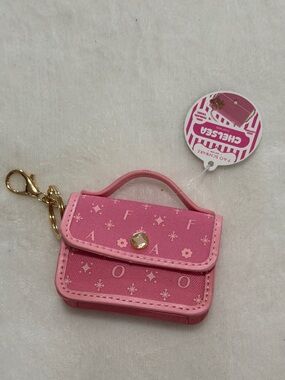 Pink Mini Purse Keychain with Gold Ring